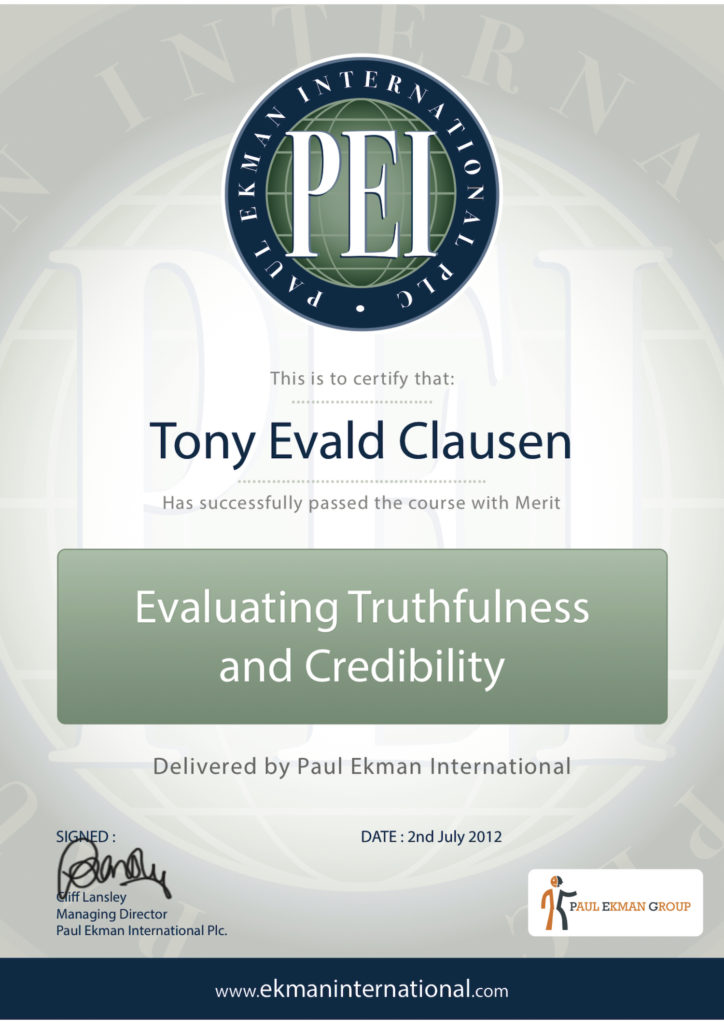 Etablering af Sandhed og Troværdighed. Diplom Tony Evald Clausen
